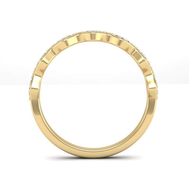 14k Gold Wavy Cluster Diamond Stackable Ring Wedding Band - Abtin & Company 