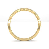 14k Gold Wavy Cluster Diamond Stackable Ring Wedding Band - Abtin & Company 