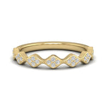14k Gold Wavy Cluster Diamond Stackable Ring Wedding Band - Abtin & Company 