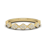 14k Gold Wavy Cluster Diamond Stackable Ring Wedding Band - Abtin & Company 