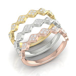 14k Gold Wavy Cluster Diamond Stackable Ring Wedding Band - Abtin & Company 