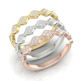 14k Gold Wavy Cluster Diamond Stackable Ring Wedding Band - Abtin & Company 