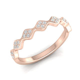 14k Gold Wavy Cluster Diamond Stackable Ring Wedding Band - Abtin & Company 