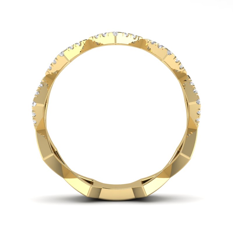 14k Gold Diamond Geometric Shape Stackable Ring Wedding Band - Abtin & Company 