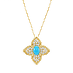 14K Yellow Gold Diamond & Turquoise Necklace/Pendant - Abtin & Company 