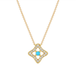 14K Yellow Gold Diamond & Turquoise Necklace/Pendant - Abtin & Company 