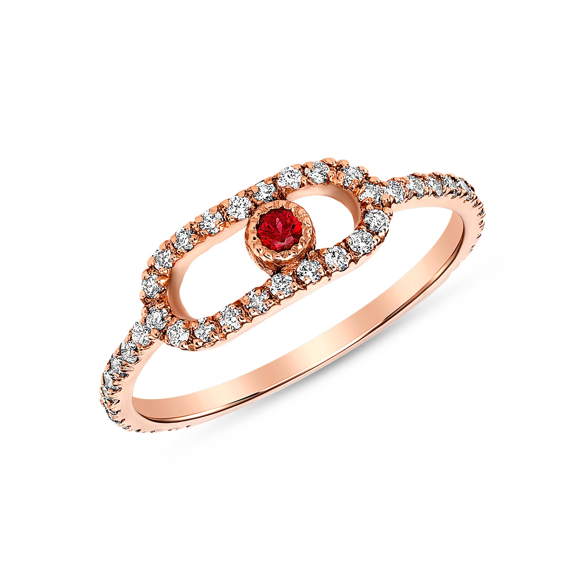 14K Rose Gold Ruby Fashion Pave Stackable Ring - Abtin & Company 