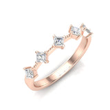 14K Gold Asscher-cut Diamond Wedding Band Stackable Ring - Abtin & Company 