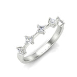 14K Gold Asscher-cut Diamond Wedding Band Stackable Ring - Abtin & Company 