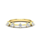 14K Gold Asscher-cut Diamond Wedding Band Stackable Ring - Abtin & Company 
