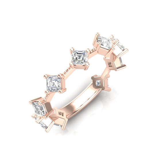 14K Gold Asscher-cut Diamond Wedding Stackable Ring - Abtin & Company 