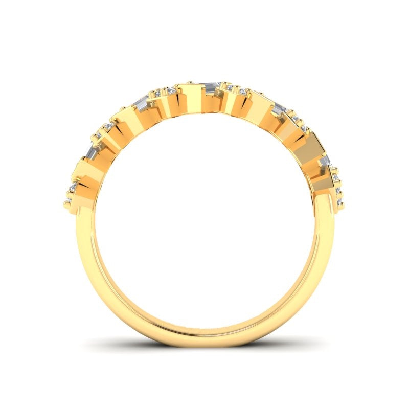 14K Gold Baguette & Round Diamond Wedding & Anniversary Band - Abtin & Company 
