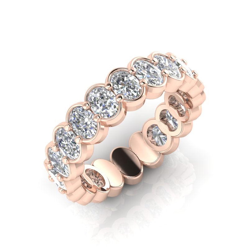 14K Gold Bezel Oval Diamond Ring Wedding Band - Abtin & Company 