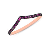 14K Rose Gold Pink Sapphire Chevron Stackable Band - Abtin & Company 