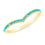 14K Turquoise V-Shaped Chevron Stacking Band - Abtin & Company 