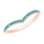 14K Turquoise V-Shaped Chevron Stacking Band - Abtin & Company 