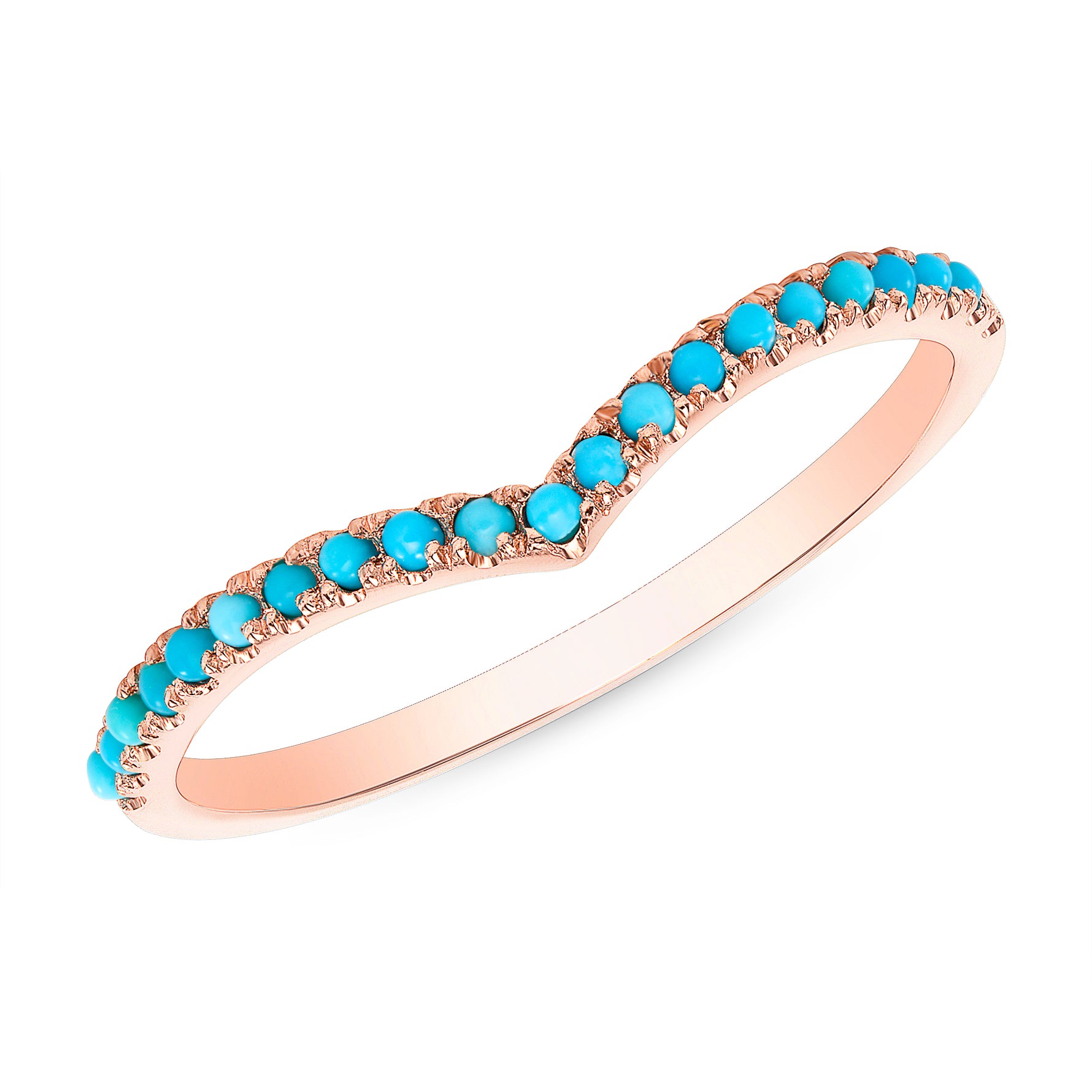 14K Turquoise V-Shaped Chevron Stacking Band - Abtin & Company 
