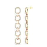14k Two-toned Gold Diamond Chain-Link Drop Earrings - Abtin & Company 