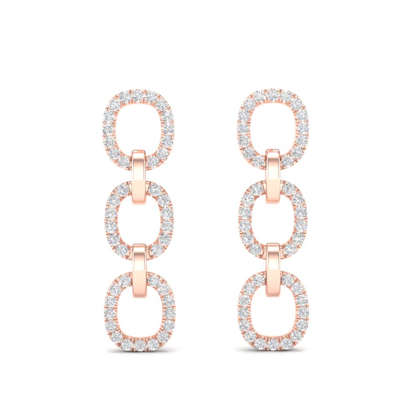 14k Rose Gold Chain-link Diamond Drop Earrings - Abtin & Company 