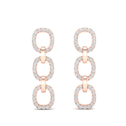 14k Rose Gold Chain-link Diamond Drop Earrings - Abtin & Company 