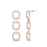 14k Rose Gold Chain-link Diamond Drop Earrings - Abtin & Company 