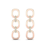 14k Two-toned Gold Diamond Chain-Link Drop Earrings - Abtin & Company 