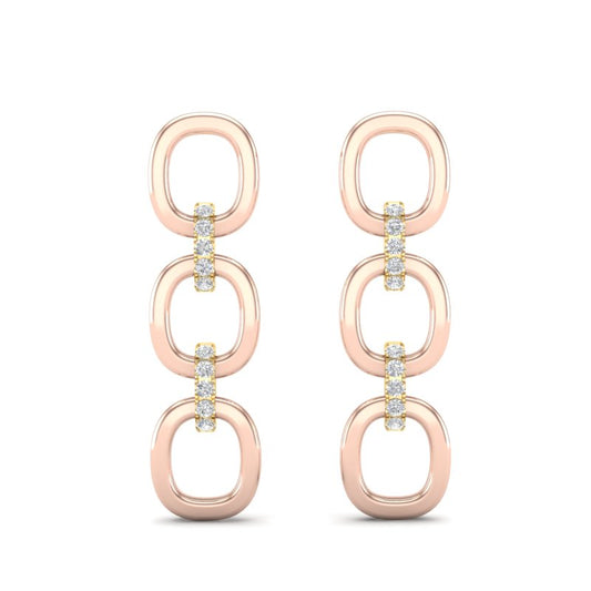 14k Two-toned Gold Diamond Chain-Link Drop Earrings - Abtin & Company 