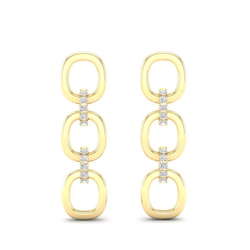 14k Yellow Gold Chain-link Diamond Earrings - Abtin & Company 
