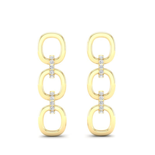 14k Yellow Gold Chain-link Diamond Earrings - Abtin & Company 
