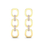 14k Two-toned Gold Diamond Chain-Link Drop Earrings - Abtin & Company 