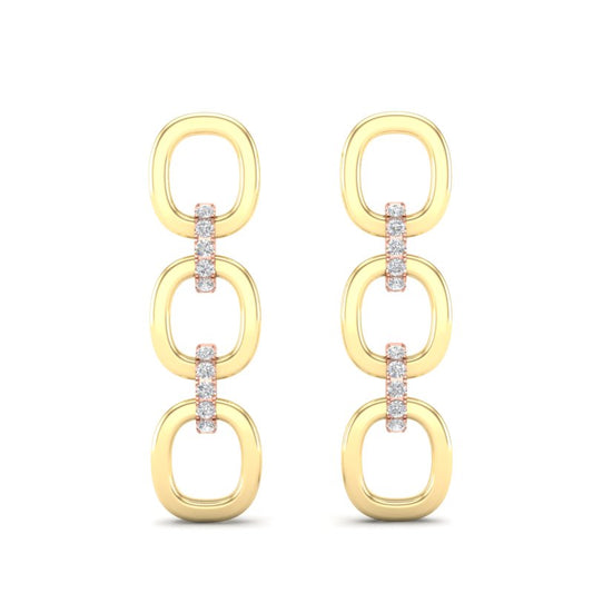 14k Two-toned Gold Diamond Chain-Link Drop Earrings - Abtin & Company 