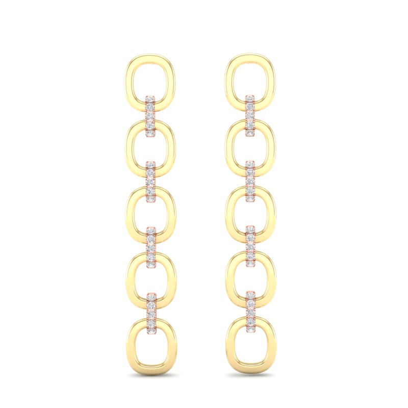 14k Gold Diamond Chain-Link Drop Earrings - Abtin & Company 