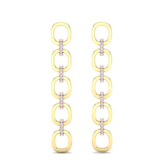 14k Gold Diamond Chain-Link Drop Earrings - Abtin & Company 