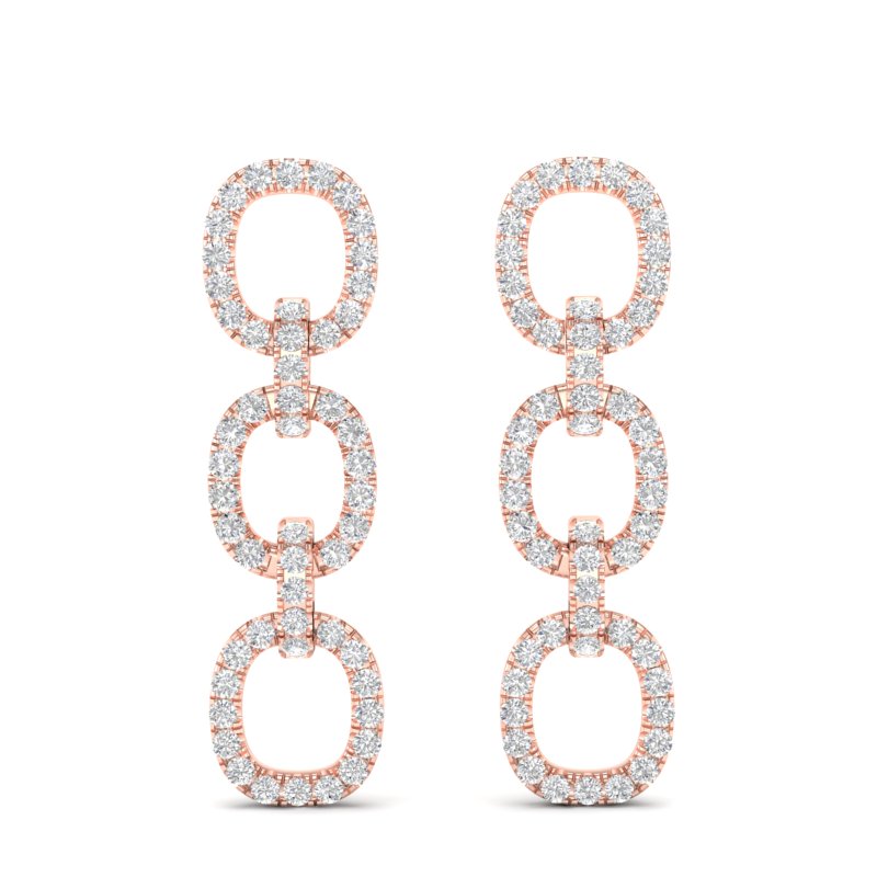 14k Rose Gold Diamond Chain-Link Drop Earrings - Abtin & Company 