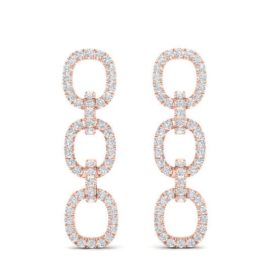 14k Rose Gold Diamond Chain-Link Drop Earrings - Abtin & Company 