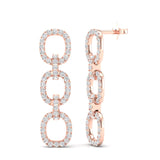 14k Rose Gold Diamond Chain-Link Drop Earrings - Abtin & Company 