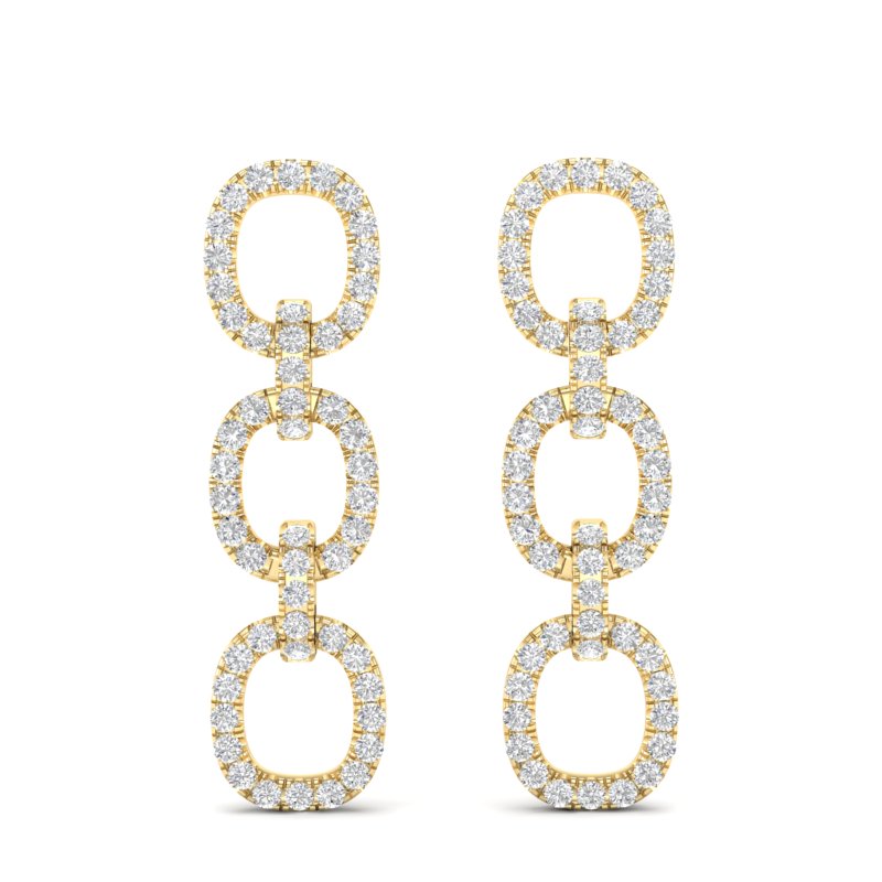 14k Yellow Gold Diamond Chain-Link Drop Earrings - Abtin & Company 