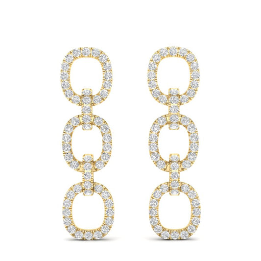 14k Yellow Gold Diamond Chain-Link Drop Earrings - Abtin & Company 