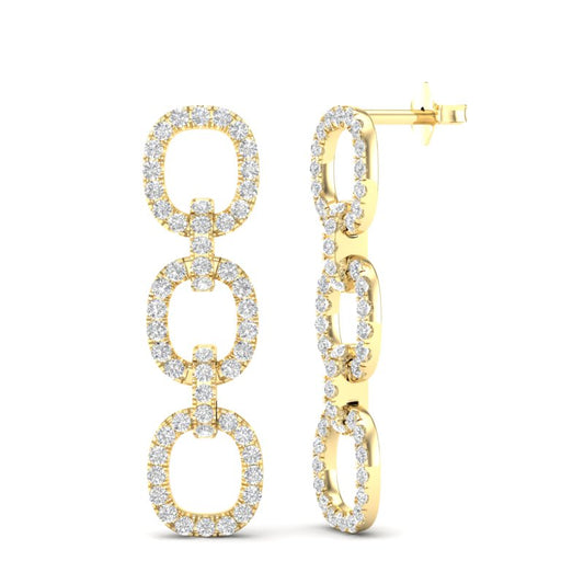 14k Yellow Gold Diamond Chain-Link Drop Earrings - Abtin & Company 