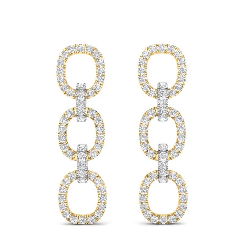 14k Gold Diamond Chain-Link Drop Earrings - Abtin & Company 