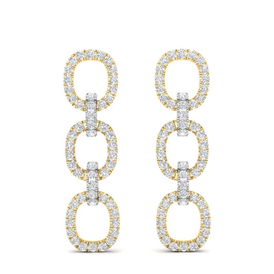14k Gold Diamond Chain-Link Drop Earrings - Abtin & Company 