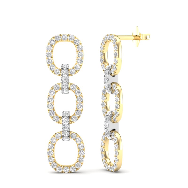 14k Gold Diamond Chain-Link Drop Earrings - Abtin & Company 