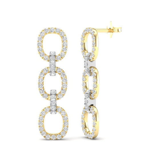 14k Gold Diamond Chain-Link Drop Earrings - Abtin & Company 