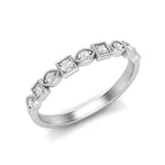 14k Gold Diamond Art Deco Square Marquise Stackable Ring/Wedding Band - Abtin & Company 