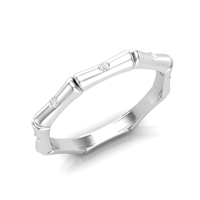 14k Gold Diamond Bamboo Ring Wedding Band - Abtin & Company 
