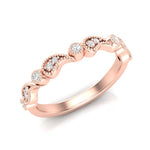 14k Gold Diamond Vintage Milgrain Paisley Stackable Ring Wedding Band - Abtin & Company 