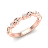 14k Gold Diamond Vintage Milgrain Paisley Stackable Ring Wedding Band - Abtin & Company 