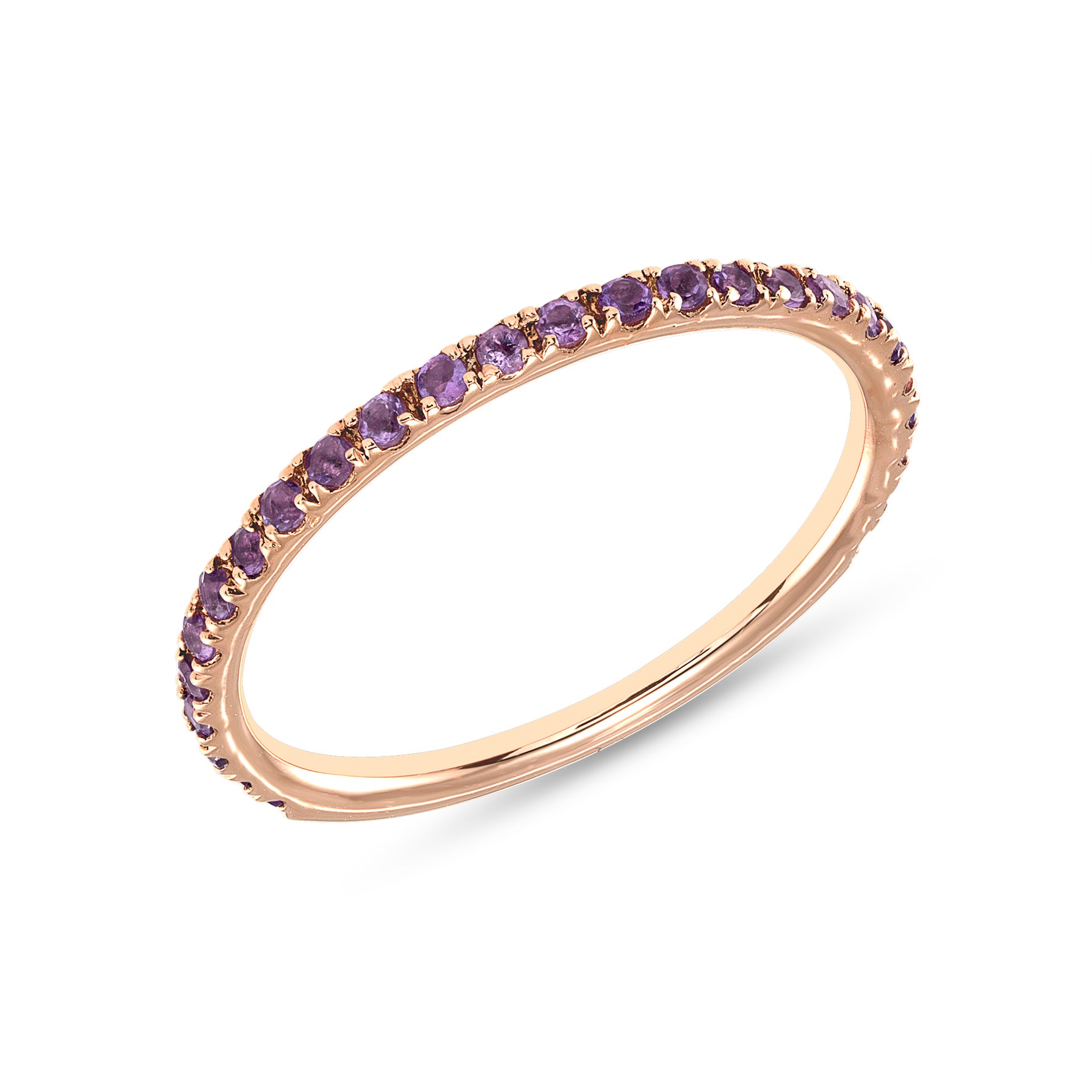 14K Rose Gold Stacking Amethyst Minimal Dainty Ring - Abtin & Company 