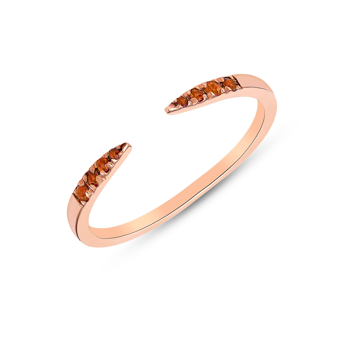 14K Rose Gold Orange Sapphire Open Minimal Stacking Ring - Abtin & Company 