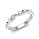 14k Gold Diamond Vintage Milgrain Paisley Stackable Ring Wedding Band - Abtin & Company 